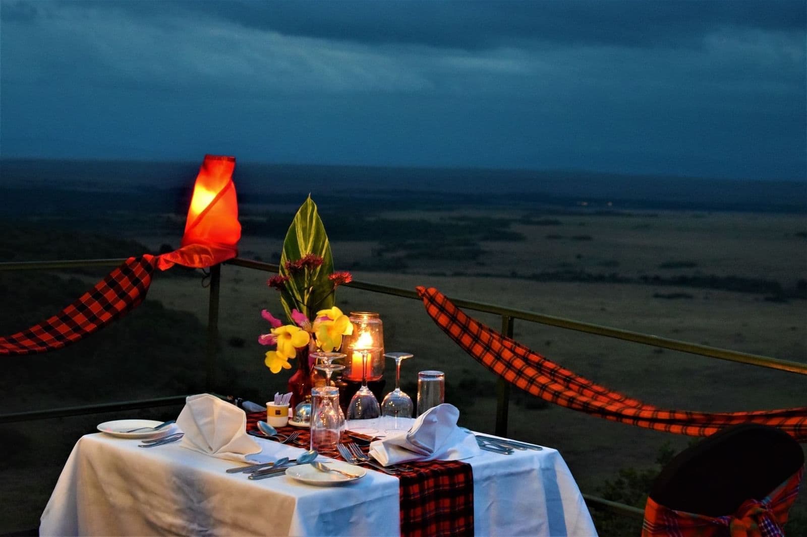 Dinner setup luxury safari lodge Kenya Tanzania