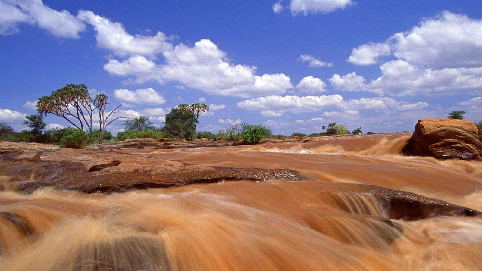 River landscape in Tsavo East National Park Kenya