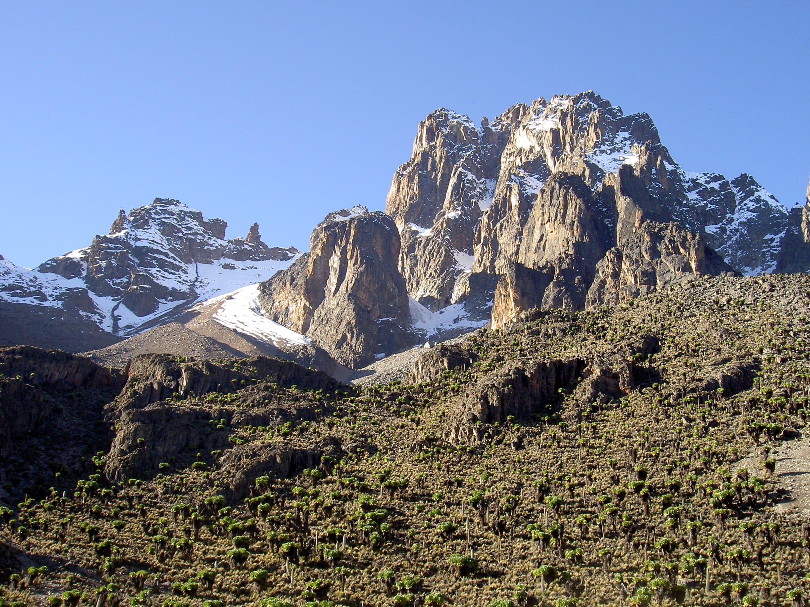 Mount Kenya snow-capped peak in central Kenya