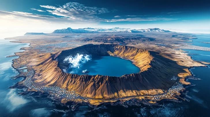 Aerial view of Ngorongoro Crater world's largest caldera